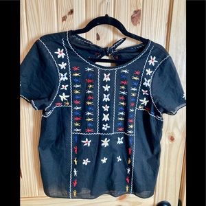 Madewell Embroidered Tie-Back Top - Small